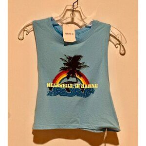 NWT Womens Juniors Forever 21 crop Tank Top Meanwhile In Hawaii Size Medium M
